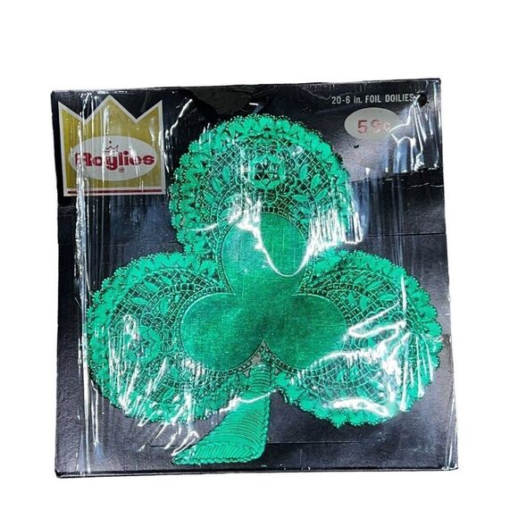 Vintage Set Of 20 Paper Clover Doilies St Patricks Day Irish In Original Package - Picture 1 of 2